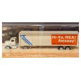 Six Diecast Semi Trucks and Cases