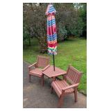 Wood Composite Double Patio Chair Combo