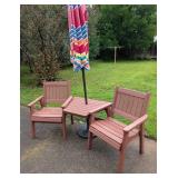 Wood Composite Double Patio Chair Combo