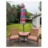 Wood Composite Double Patio Chair Combo