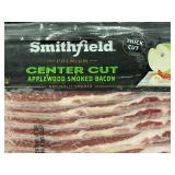 2 Packs Smithfield Center Cut Applewood Smoked Bacon 12 oz Each