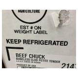 Beef Chuck Boneless Clod Petite Tender, Approx 7lbs 0.2ozs Fresh Never Frozen