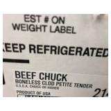 Beef Chuck Boneless Clod Petite Tender USDA Choice 5lbs 11.2oz