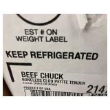 Beef Chuck Roast  Boneless Clod Petite Tender, 5.58 lbs Fresh Never Frozen