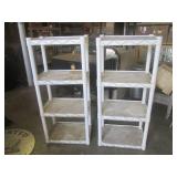 (FRNT) 2 Plastic Shelves 49" H x 22... (FRNT) 2 Plastic Shelves 49" H x 22...