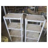 (FRNT) 2 Plastic Shelves 49" H x 22... (FRNT) 2 Plastic Shelves 49" H x 22...