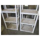 (FRNT) 2 Plastic Shelves 49" H x 22... (FRNT) 2 Plastic Shelves 49" H x 22...