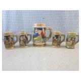 (CSB) Vintage 5pc Stein Set Made In... (CSB) Vintage 5pc Stein Set Made In...