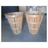 (BS) 2 Wood Bushel Baskets 20" Tall... (BS) 2 Wood Bushel Baskets 20" Tall...