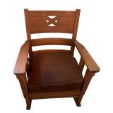 Vintage Wooden Rocking Chair with Brown Cushion Vintage Wooden Rocking Chair with Brown Cushion