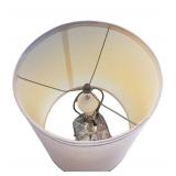 Vintage Brass and Glass Table Lamp with Drum Shade Vintage Brass and Glass Table Lamp with Drum Shade
