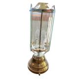Vintage Brass and Glass Table Lamp with Drum Shade Vintage Brass and Glass Table Lamp with Drum Shade