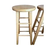 Set of 3 Wooden Bar Stools with Natural Finish Set of 3 Wooden Bar Stools with Natural Finish