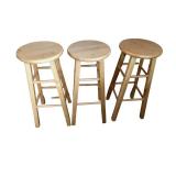 Set of 3 Wooden Bar Stools with Natural Finish Set of 3 Wooden Bar Stools with Natural Finish