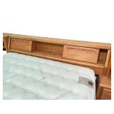 Queen Size Oak Headboard with Shelves and Drawers Queen Size Oak Headboard with Shelves and Drawers