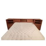 Queen Size Oak Headboard with Shelves and Drawers Queen Size Oak Headboard with Shelves and Drawers