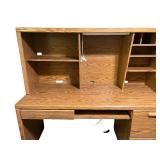 Oak Finish Office Desk with Hutch and Drawers Oak Finish Office Desk with Hutch and Drawers