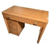 Vintage Saginaw Furniture Shops Art Deco Style Extending Wooden Desk with Drawers. Vintage Saginaw Furniture Shops Art Deco Style Extending Wooden Desk with Drawers.
