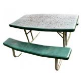 Green Plastic Picnic Table with Attached Benches Green Plastic Picnic Table with Attached Benches