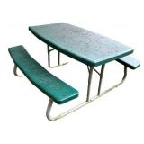 Green Plastic Picnic Table with Attached Benches Green Plastic Picnic Table with Attached Benches