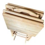Set of 4 Wooden Folding TV Trays with Stand Set of 4 Wooden Folding TV Trays with Stand