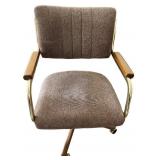 Pair of Vintage Brown Upholstered Office Chairs with Casters Pair of Vintage Brown Upholstered Office Chairs with Casters