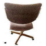 Pair of Vintage Brown Upholstered Office Chairs with Casters Pair of Vintage Brown Upholstered Office Chairs with Casters