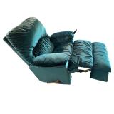 Plush Reclining Armchair with Green Corduroy Upholstery Plush Reclining Armchair with Green Corduroy Upholstery
