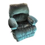Plush Reclining Armchair with Green Corduroy Upholstery Plush Reclining Armchair with Green Corduroy Upholstery