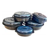 Set of 5 Enamelware Roasting Pans with Lids Set of 5 Enamelware Roasting Pans with Lids