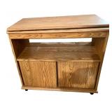 Wooden Rolling TV Stand with Cabinet Doors Wooden Rolling TV Stand with Cabinet Doors