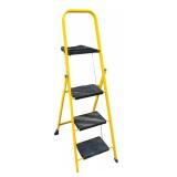 Yellow 3-Step Folding Ladder with Safety Rail Yellow 3-Step Folding Ladder with Safety Rail
