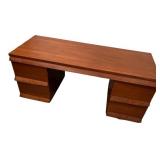 Vintage Wooden Desk with Six Drawers and Casters Vintage Wooden Desk with Six Drawers and Casters