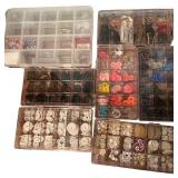 Collection of Assorted Buttons and Sewing Notions in Organizer Cases Collection of Assorted Buttons and Sewing Notions in Organizer Cases