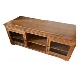 Wooden Entertainment Console with Glass Doors Wooden Entertainment Console with Glass Doors