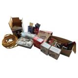 Assorted Electrical Supplies Lot Including Wire, Extension Cord, and Hardware Assorted Electrical Supplies Lot Including Wire, Extension Cord, and Hardware