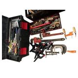 Large Assorted Hand Tool Lot with Metal Toolboxes and Clamps Large Assorted Hand Tool Lot with Metal Toolboxes and Clamps