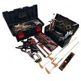 Large Assorted Hand Tool Lot with Metal Toolboxes and Clamps Large Assorted Hand Tool Lot with Metal Toolboxes and Clamps
