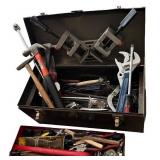 Large Assorted Hand Tool Lot with Metal Toolboxes and Clamps Large Assorted Hand Tool Lot with Metal Toolboxes and Clamps