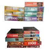 Collection of Vintage 1000-Piece and 500-Piece Jigsaw Puzzles Collection of Vintage 1000-Piece and 500-Piece Jigsaw Puzzles
