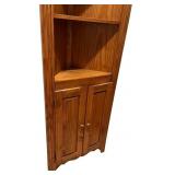 Wood Corner Shelf Unit with Cabinet Doors Wood Corner Shelf Unit with Cabinet Doors