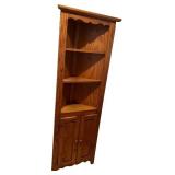 Wood Corner Shelf Unit with Cabinet Doors Wood Corner Shelf Unit with Cabinet Doors