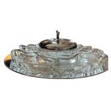 Glass Compartment Relish Tray with Swirl Design and Metal Lid Glass Compartment Relish Tray with Swirl Design and Metal Lid