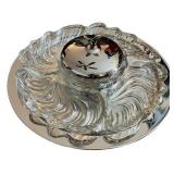 Glass Compartment Relish Tray with Swirl Design and Metal Lid Glass Compartment Relish Tray with Swirl Design and Metal Lid