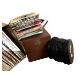 Large Vintage Vinyl Record Album Collection with 45s and Storage Case Large Vintage Vinyl Record Album Collection with 45s and Storage Case