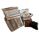 Large Vintage Vinyl Record Album Collection with 45s and Storage Case Large Vintage Vinyl Record Album Collection with 45s and Storage Case