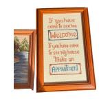 Collection of 4 Framed Cross Stitch Artworks Bear, Sunflower, Fishing and Welcome Sign Collection of 4 Framed Cross Stitch Artworks Bear, Sunflower, Fishing and Welcome Sign