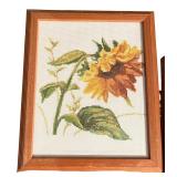Collection of 4 Framed Cross Stitch Artworks Bear, Sunflower, Fishing and Welcome Sign Collection of 4 Framed Cross Stitch Artworks Bear, Sunflower, Fishing and Welcome Sign