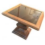 Pair of Wood and Glass Pedestal End Tables Pair of Wood and Glass Pedestal End Tables