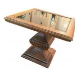 Pair of Wood and Glass Pedestal End Tables Pair of Wood and Glass Pedestal End Tables